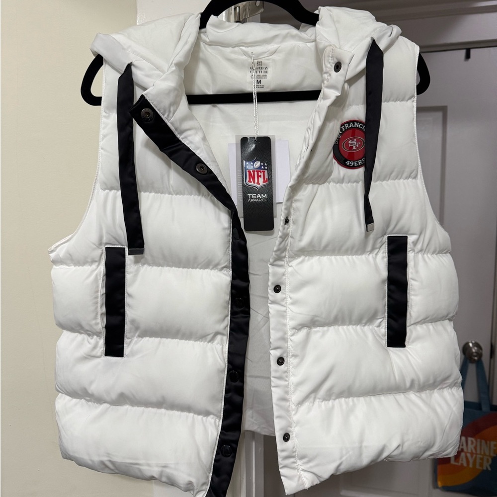NFL 49ers White Puffer Vest